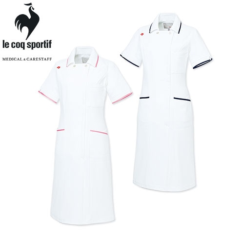 ワンピース 白衣 ナース服 UQW0018 ルコックスポルティフ 医療 ナースウェア 半袖 医療用 病院 クリニック 看護師 ナース 医者 医師 人気 上品 吸汗速乾 快適 工業洗濯 ストレッチ 動きやすい 透け防止 帯電防止 制菌 膝丈