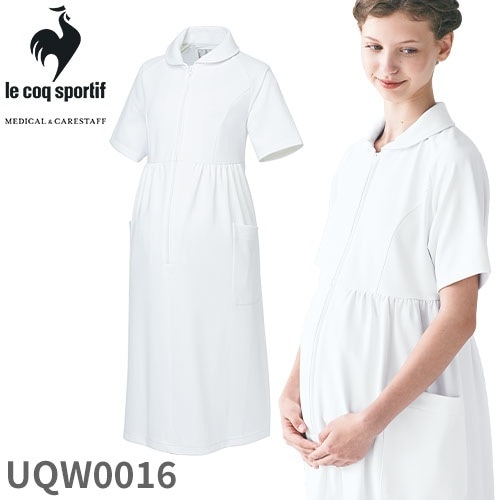 ルコックスポルティフ 医療 白衣 マタニティ ワンピース UQW0016 レディース 女性用 マタニティ 妊婦 ワンピース ナース服 半袖 医療用 病院 クリニック 看護師 医者 医師 吸汗速乾 快適 工業洗濯 ストレッチ 動きやすい 透け防止 透けにくい 防汚 帯電防止 制菌 ゆったり 
