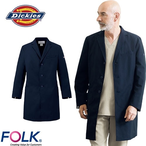 ドクターコート 白衣 1541NP メンズシングルコート ディッキーズ Dickies FOLK メンズ 男性用 長袖 ロング丈 医師 病院 エステ 薬剤師 医療用 制服 ユニフォーム ボタン カジュアル おしゃれ かっこいい おすすめ 通販