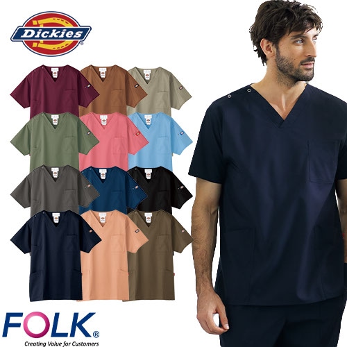 スクラブ 白衣 医療 ディッキーズ Dickies ユニセックス 男女兼用 半袖 7033SC FOLK 医者 看護師 ナース ナース服 研修医 医療用 人気 制服 ユニフォーム ストレッチ 伸びる 病院 訪問看護 介護 可愛い かわいい かっこいい おしゃれ 動きやすい
