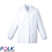 女子衿付白衣長袖 C200 FOLK フォーク 白衣 レディース 女性用 診察衣 実習衣 病院 医療 医者 ドクター 看護師 ナース 介護 介護士 薬剤師 制服 ユニフォーム おしゃれ かわいい 可愛い