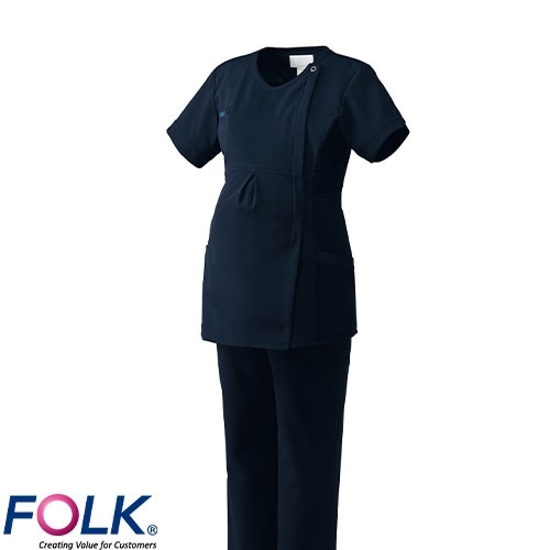 スクラブ マタニティ 白衣 医療 8004SC FOLK フォーク レディース 女性用 半袖 医者 看護師 ナース ナース服 医療用 妊婦用 人気 制服 ユニフォーム 前開き 伸びる 病院 可愛い かわいい おしゃれ 動きやすい