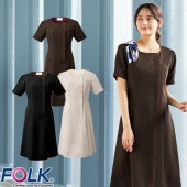 ワンピース 白衣 ナース服 3023SC 半袖 ナース ナースウェア FOLK フォーク レディース 女性用 ショート丈 短め 前開き ストレッチ 医療用 制服 ユニフォーム 看護師 病院 エステ サロン おしゃれ かわいい 可愛い