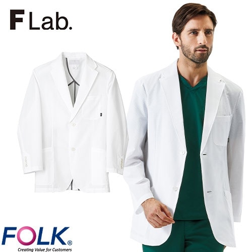 ドクターコート 白衣 1017PH Flab. メンズジャケット FOLK メンズ 男性用 長袖 ロング丈 医師 病院 薬剤師 薬局 医療用 制服 ユニフォーム ストレッチ 軽量 名入れ スーツ おしゃれ かっこいい おすすめ