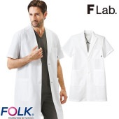 ドクターコート 白衣 1542PH Flab. 男子シングルコート 半袖 FOLK メンズ 男性用 ロング丈 医師 病院 薬剤師 薬局 医療用 制服 ユニフォーム ストレッチ 軽量 夏 涼しい 名入れ 実験 おしゃれ かっこいい おすすめ