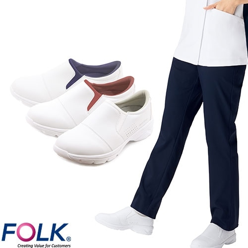 スリッポン ナースシューズ アンチウイルスII FOLK 310 メディカルシューズ 疲れない 疲れにくい つま先あり 抗菌 軽量 看護師 事務 オフィス 介護 病院 おしゃれ レザー 人気 かわいい 可愛い かっこいい おすすめ
