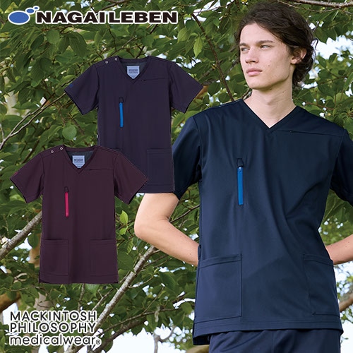 MP ユニセックス スクラブ 白衣 メンズ レディース 男女兼用 男性 女性 ナガイレーベン MPA-3932 半袖 医療 制服 ユニフォーム 医者 医師 看護師 ナース 病院 介護 ストレッチ 伸縮素材 おしゃれ かわいい 可愛い かっこいい