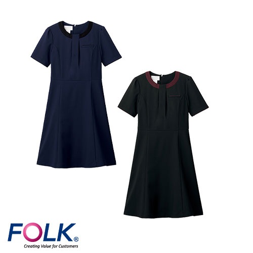 ワンピース 医療用 看護師 ナース ナース服 ナースウェア 白衣 看護服 制服 半袖 女性 レディース FOLK フォーク 3024SC-5 3024SC-9 3024SC-17 病院 クリニック エステ サロン おしゃれ かわいい 可愛い