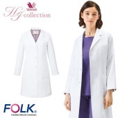 ドクターコート 白衣 レディス コート レディース 女性用 ワコール FOLK フォーク 長袖 HI403-1 医者 医師 薬剤師 医療 医療用 制服 ユニフォーム 病院 実験 実験衣 実習 実習衣 研究 おしゃれ かわいい 可愛い