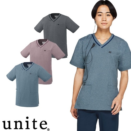 スクラブ 男女兼用 白衣 メンズ レディース 男性 女性 ストレッチ unite ユナイト チトセ UN-0401 半袖 医療 制服 ユニフォーム 医者 医師 看護師 ナース 病院 介護 おしゃれ かわいい 可愛い かっこいい