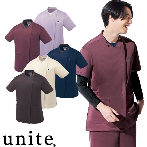 ファスナー スクラブ 男女兼用 白衣 メンズ レディース 男性 女性 制電 unite ユナイト チトセ UN-0403 半袖 医療 制服 ユニフォーム 医者 医師 看護師 ナース 病院 介護 おしゃれ かわいい 可愛い かっこいい