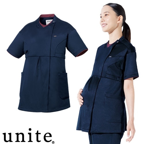 マタニティー スクラブ 白衣 レディース 女性 妊婦用 unite ユナイト チトセ UN-0406 半袖 医療 制服 ユニフォーム 医者 医師 看護師 ナース ナースウェア ナース服 病院 介護 おしゃれ かわいい 可愛い きれいめ