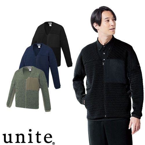 ブルゾン 男女兼用 アウター 上着 防寒 unite ユナイト チトセ UN-0409 病院 受付 介護 介護服 ケア 制服 ユニフォーム 介護士 ヘルパー おしゃれ かわいい 可愛い かっこいい スポーティー Vネック