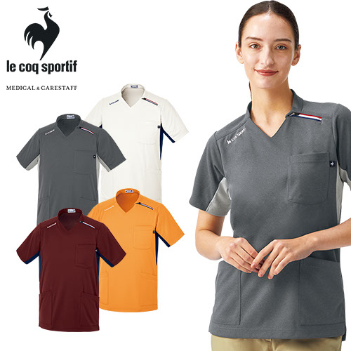 スクラブ 白衣 メンズ レディース 男女兼用 ユニセックス ルコックスポルティフ le coq sportif ニットスクラブ UZL3208 医療 制服 ユニフォーム 医者 医師 看護師 ナース 病院 おしゃれ かわいい 可愛い かっこいい医療用 手術衣 オペ着 クリニック