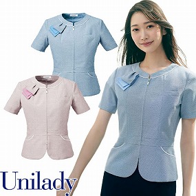 UNILADY ユニレディ サマージャケット U22053 春夏 ジャケット 事務服 医療事務 制服 ユニフォーム 病院 受付 接客業 サービス クリニック オフィス ビジネス おしゃれ かわいい キレイ YAGI ヤギ  ブルー ピンク 5号 7号 9号 11号 13号 15号 17号 19号