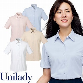 UNILADY ユニレディ 半袖 ニットブラウス U83361 春夏 シャツ ブラウス 事務服 医療事務 制服 ユニフォーム 病院 受付 接客業 サービス クリニック オフィス ビジネス オフィスカジュアル おしゃれ かわいい キレイ YAGI ヤギ  ブルー ピンク ホワイト 白 5号 7号 9号 11号