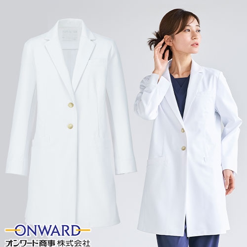 ドクターコート 白衣 レディース 女性用 ラフィーリア オンワード レディスショートコート CO-6012 医師 薬剤師 医療 制服 ユニフォーム 病院 おしゃれ かわいい プロ仕様診察衣 実習衣 クリニック