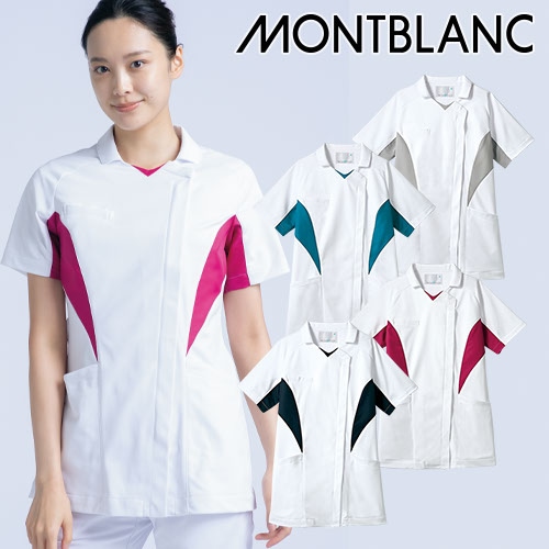 スクラブ 白衣 レディース 女性用 住商モンブラン ナースジャケット 半袖 MN357-10、MN357-14、MN357-18、MN357-19 医療 制服 ユニフォーム 医者 医師 看護師 ナース 病院 おしゃれ かわいい 可愛い医療用 手術衣 オペ着 クリニック