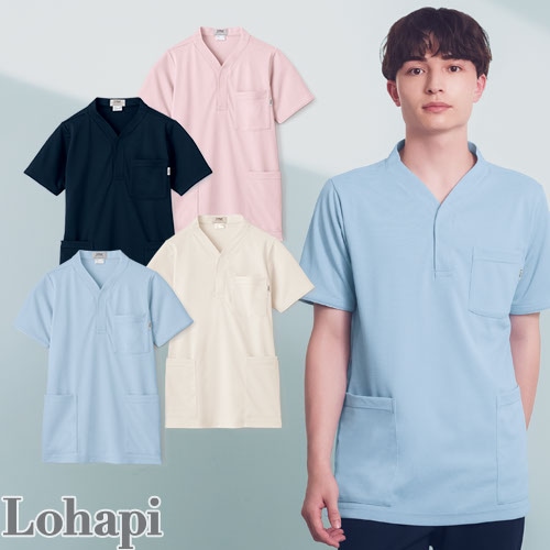 シャツ 介護服 メンズ レディース 男女兼用 Lohapi ニットスクラブ UP28507 介護 制服 ユニフォーム 介護士 ヘルパー おしゃれ かわいい かっこいい介護用 訪問介護 保育士 動きやすい