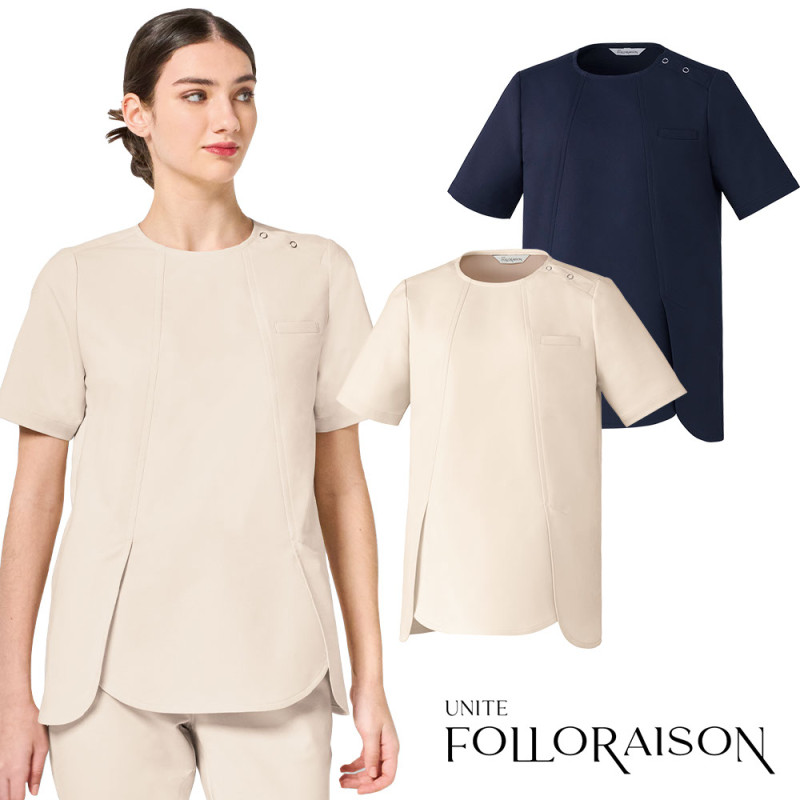 スクラブ 白衣 メンズ レディース 男女兼用 ユニセックス unite ユナイト チトセ トップス(半袖) FR-0022 医療 制服 ユニフォーム 医者 医師 看護師 ナース 病院 おしゃれ かわいい 可愛い かっこいい医療用 かぶりタイプ プルオーバー クリニック