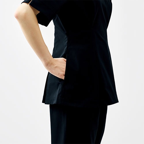 チュニック 白衣 DOM-0027 unite ユナイト チトセ 半袖 看護師 ナース ナース服 レディース 女性用 医療用 ショート丈 短め 制服 ユニフォーム おしゃれ かわいい 可愛い 人気 病院 エステ サロン ゆったり 襟付き 制電