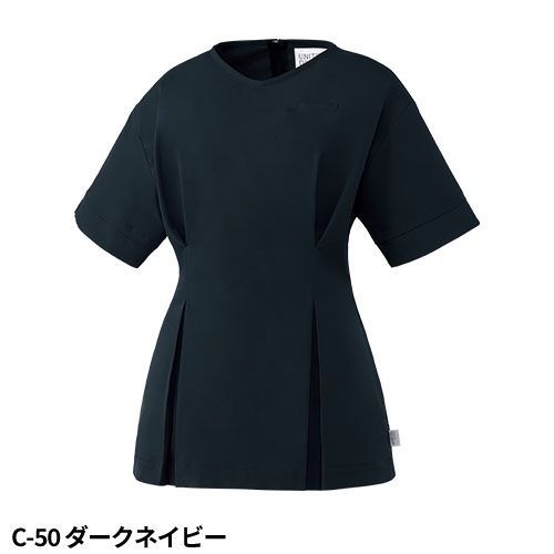 チュニック 白衣 DOM-0027 unite ユナイト チトセ 半袖 看護師 ナース ナース服 レディース 女性用 医療用 ショート丈 短め 制服 ユニフォーム おしゃれ かわいい 可愛い 人気 病院 エステ サロン ゆったり 襟付き 制電
