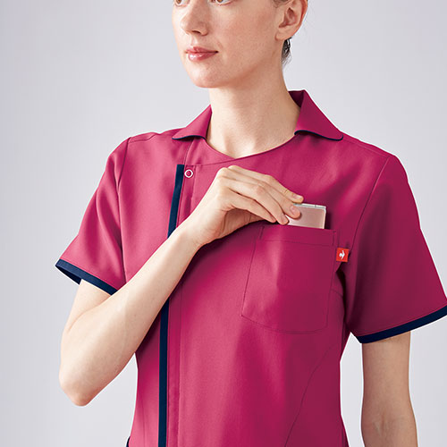 ジャケット ケーシー UQW1059 UQW1060 医療 白衣 レディース 女性用 ルコックスポルティフ ナースウェア 半袖 医療用 病院 外科 看護師 ナース 医者 医師 涼しい 動きやすい 透け防止 透けにくい おしゃれ かわいい 可愛い