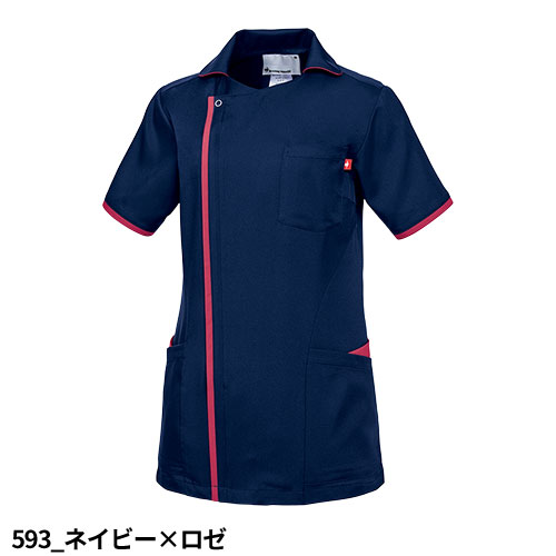 ジャケット ケーシー UQW1059 UQW1060 医療 白衣 レディース 女性用 ルコックスポルティフ ナースウェア 半袖 医療用 病院 外科 看護師 ナース 医者 医師 涼しい 動きやすい 透け防止 透けにくい おしゃれ かわいい 可愛い