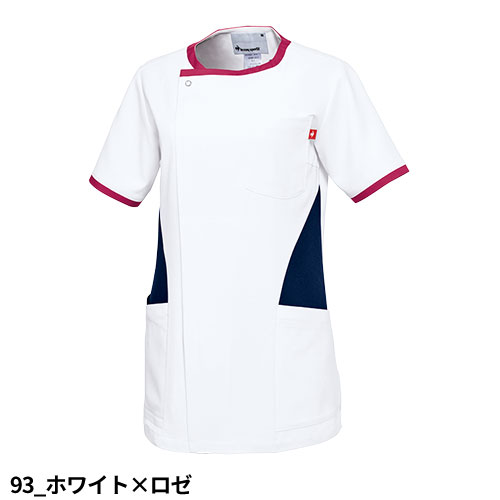 ジャケット ケーシー UQW1057 UQW1058 医療 白衣 レディース 女性用 ルコックスポルティフ ナースウェア 半袖 医療用 病院 外科 看護師 ナース 医者 医師 薄い 吸汗速乾 快適 工業洗濯 ストレッチ おしゃれ かわいい 可愛い