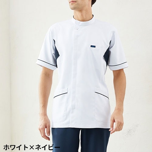 ケーシー 白衣 ジャケット 1015EW FOLK フォーク 医療 治療 メンズ 男性用 半袖 医師 医者 看護師 ナース 医療用 作業療法 上衣 医務衣 診察衣 ストレッチ 伸びる 動きやすい 病院 整体 人気 かっこいい おしゃれ おすすめ