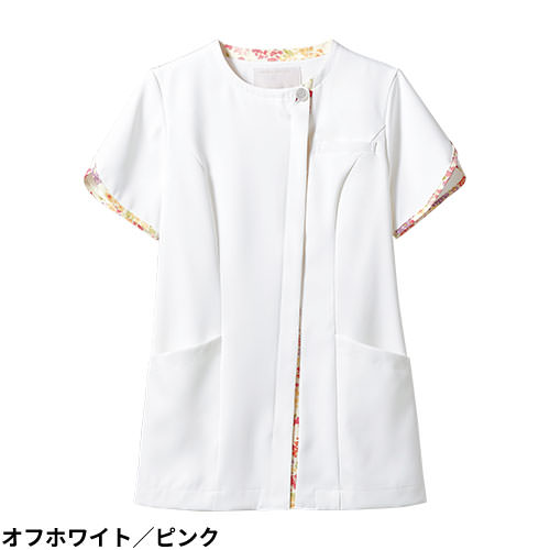ジャケット 白衣 ナースウェア LW802 医療 治療 襟なし 住商モンブラン ローラアシュレイ レディース 女性用 半袖 医師 医者 看護師 ナース 医療用 病院 病院見学 人気 上衣 医務衣 診察衣 軽量 制菌 制電 かわいい 可愛い おしゃれ