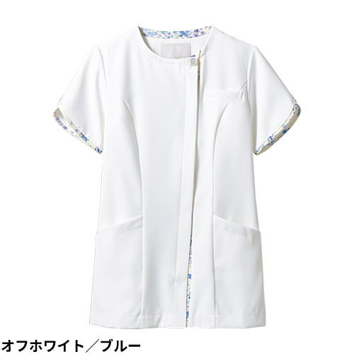 ジャケット 白衣 ナースウェア LW802 医療 治療 襟なし 住商モンブラン ローラアシュレイ レディース 女性用 半袖 医師 医者 看護師 ナース 医療用 病院 病院見学 人気 上衣 医務衣 診察衣 軽量 制菌 制電 かわいい 可愛い おしゃれ