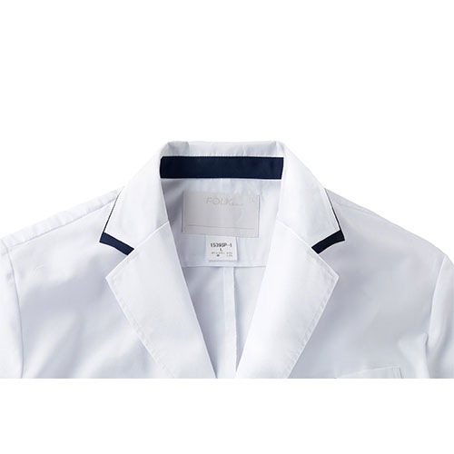 ドクターコート 白衣 1539SP メンズシングルコート FOLK フォーク メンズ 男性用 長袖 ロング丈 医者 病院 看護師 薬剤師 エステ 薬局 医療用 制服 ユニフォーム 丈夫 襟 名入れ おしゃれ かっこいい 動きやすい おすすめ