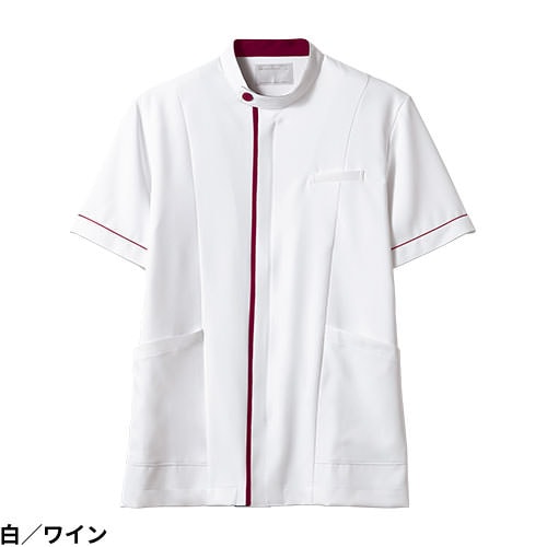 ジャケット 白衣 ケーシー 72 -1234 ～ -1238 医療 襟なし 住商モンブラン メンズ 男性用 半袖 医師 医者 看護師 ナース 医療用 病院 作業療法 人気 上衣 医務衣 診察衣 制菌 ストレッチ かっこいい おしゃれ おすすめ