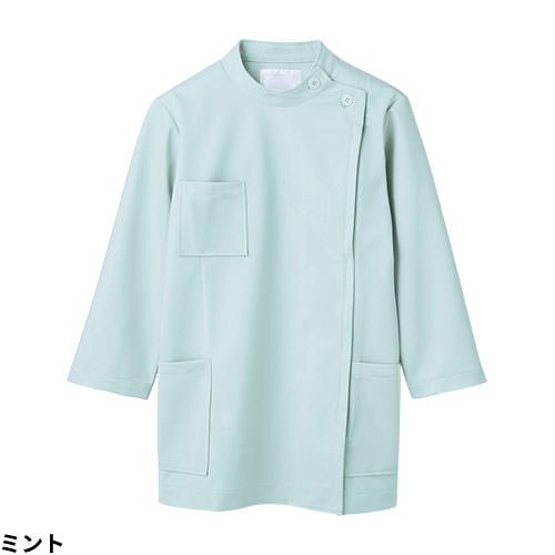 ジャケット 白衣 ケーシー 72 -201 ～ -217 医療 襟なし 住商モンブラン レディース 女性用 8分袖 八分袖 医師 医者 看護師 ナース 医療用 病院 作業療法 整体 人気 上衣 医務衣 診察衣 制菌 制電 可愛い かわいい おしゃれ おすすめ 通販