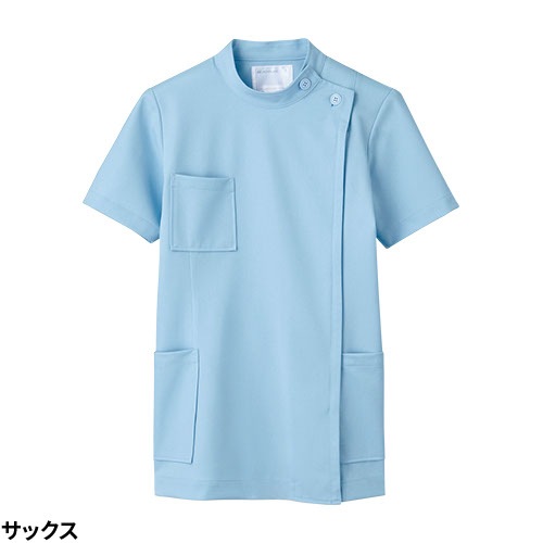 ジャケット 白衣 ケーシー 72 -202 ～ -218 医療 襟なし 住商モンブラン レディース 女性用 半袖 医師 医者 看護師 ナース 医療用 病院 作業療法 整体 人気 上衣 医務衣 診察衣 制菌 制電 可愛い かわいい おしゃれ おすすめ 通販