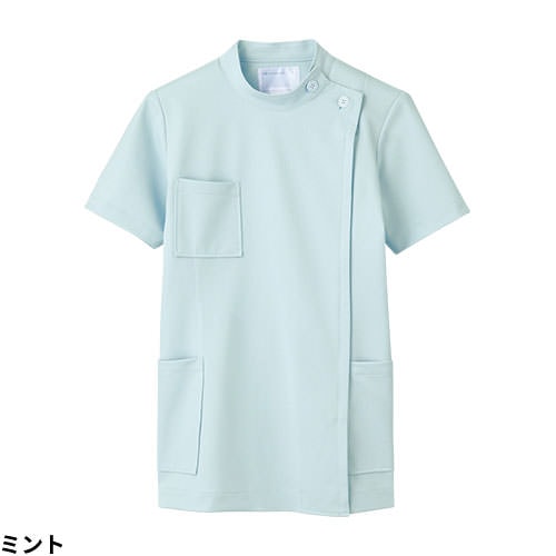 ジャケット 白衣 ケーシー 72 -202 ～ -218 医療 襟なし 住商モンブラン レディース 女性用 半袖 医師 医者 看護師 ナース 医療用 病院 作業療法 整体 人気 上衣 医務衣 診察衣 制菌 制電 可愛い かわいい おしゃれ おすすめ 通販