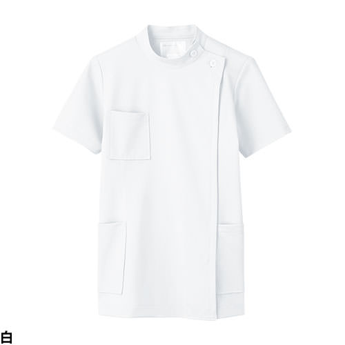 ジャケット 白衣 ケーシー 72 -202 ～ -218 医療 襟なし 住商モンブラン レディース 女性用 半袖 医師 医者 看護師 ナース 医療用 病院 作業療法 整体 人気 上衣 医務衣 診察衣 制菌 制電 可愛い かわいい おしゃれ おすすめ 通販