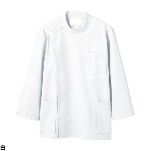 ケーシー 白衣 ジャケット 72 -701 ～ -717 医療 治療 襟なし 住商モンブラン メンズ 男性用 八分袖 8分袖 医師 医者 看護師 ナース 医療用 病院 病院実習 作業療法 人気 上衣 医務衣 診察衣 動きやすい 制菌 制電 かっこいい おしゃれ