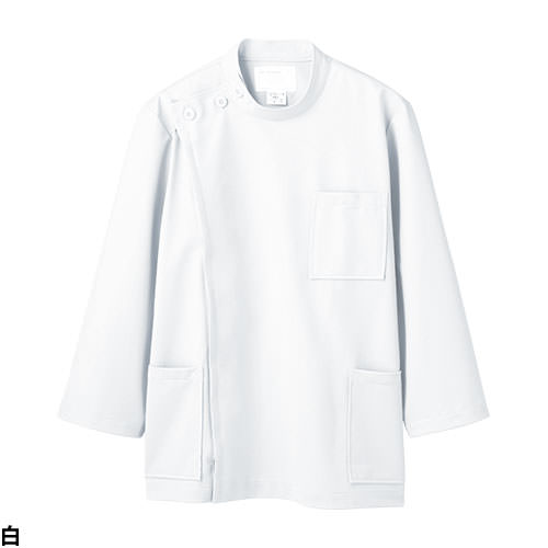 ケーシー 白衣 ジャケット 72 -701 ～ -717 医療 治療 襟なし 住商モンブラン メンズ 男性用 八分袖 8分袖 医師 医者 看護師 ナース 医療用 病院 病院実習 作業療法 人気 上衣 医務衣 診察衣 動きやすい 制菌 制電 かっこいい おしゃれ