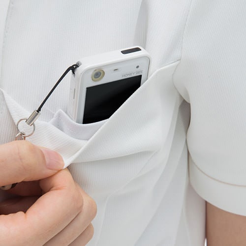 チュニック 白衣 LH-6222 ナガイレーベン Naway 半袖 看護師 ナース ナース服 レディース 女性用 医療用 ショート丈 短め 制服 ユニフォーム おしゃれ かわいい 可愛い 人気 病院 エステ サロン 襟付き 細身 細見え 快適