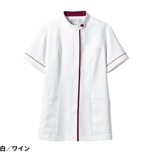 ジャケット 白衣 ケーシー 73 -2062 ～ -2066 医療 治療 襟なし 住商モンブラン レディース 女性用 半袖 医師 医者 看護師 ナース 医療用 病院 作業療法 人気 上衣 医務衣 診察衣 制菌 吸汗 可愛い かわいい おしゃれ おすすめ