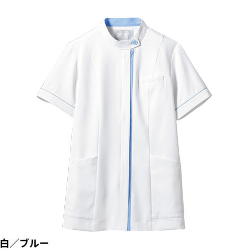 ジャケット 白衣 ケーシー 73 -2062 ～ -2066 医療 治療 襟なし 住商モンブラン レディース 女性用 半袖 医師 医者 看護師 ナース 医療用 病院 作業療法 人気 上衣 医務衣 診察衣 制菌 吸汗 可愛い かわいい おしゃれ おすすめ