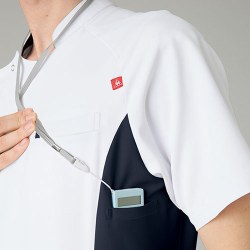 バイカラー ジャケット UQM1006N 医療 白衣 メンズ 男性用 ルコックスポルティフ ナースウェア 半袖 医療用 病院 クリニック 看護師 ナース 医者 医師 帯電防止 制菌 吸汗 速乾 SEK おしゃれ かっこいい