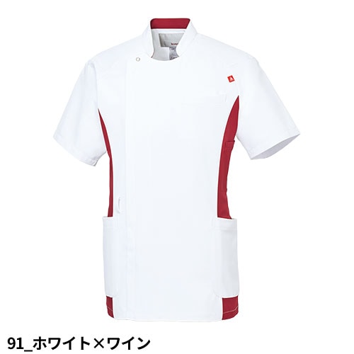 バイカラー ジャケット UQM1006N 医療 白衣 メンズ 男性用 ルコックスポルティフ ナースウェア 半袖 医療用 病院 クリニック 看護師 ナース 医者 医師 帯電防止 制菌 吸汗 速乾 SEK おしゃれ かっこいい