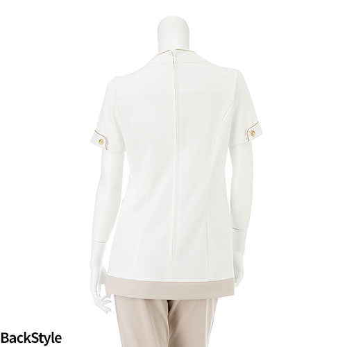 チュニック 白衣 LH-6282 ナガイレーベン Naway 半袖 看護師 ナース ナース服 レディース 女性用 医療用 ショート丈 短め 制服 ユニフォーム おしゃれ かわいい 可愛い 人気 病院 エステ サロン 上品 無地 丈夫