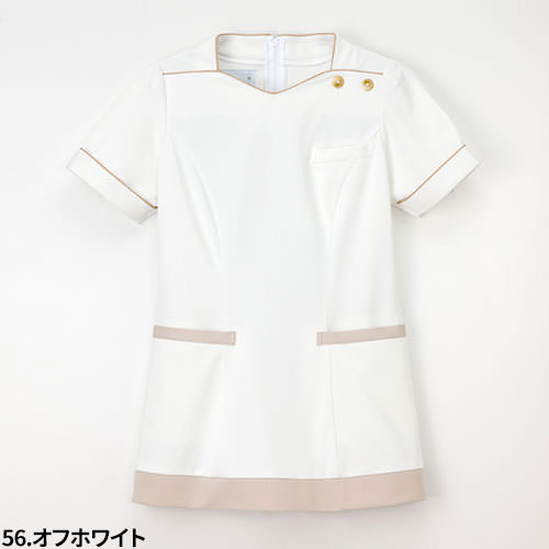 チュニック 白衣 LH-6282 ナガイレーベン Naway 半袖 看護師 ナース ナース服 レディース 女性用 医療用 ショート丈 短め 制服 ユニフォーム おしゃれ かわいい 可愛い 人気 病院 エステ サロン 上品 無地 丈夫
