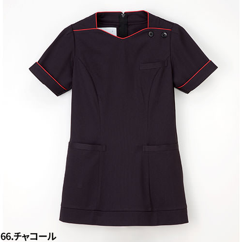 チュニック 白衣 LH-6282 ナガイレーベン Naway 半袖 看護師 ナース ナース服 レディース 女性用 医療用 ショート丈 短め 制服 ユニフォーム おしゃれ かわいい 可愛い 人気 病院 エステ サロン 上品 無地 丈夫