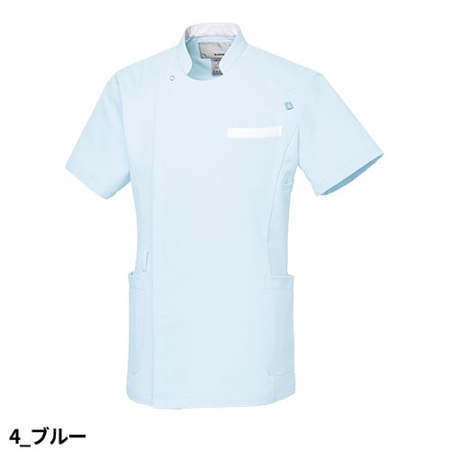 ジャケット ケーシー UQM1004N 医療 白衣 メンズ 男性用 ルコックスポルティフ ナースウェア 半袖 医療用 病院 整骨院 看護師 ナース 医者 医師 ストレッチ 動きやすい 透け防止 透けにくい おしゃれ かっこいい