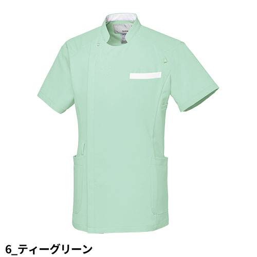 ジャケット ケーシー UQM1004N 医療 白衣 メンズ 男性用 ルコックスポルティフ ナースウェア 半袖 医療用 病院 整骨院 看護師 ナース 医者 医師 ストレッチ 動きやすい 透け防止 透けにくい おしゃれ かっこいい